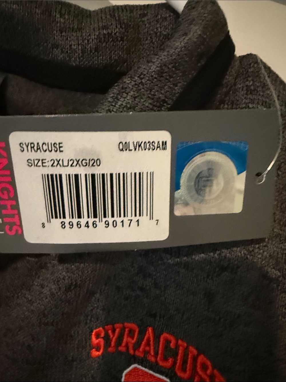 Knights Apparel Syracuse Grey Full-Zip Sweater with Orange Logo - Picture 7 of 10